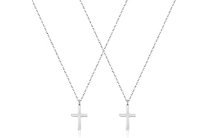 REBUCINA Cross Necklace for Boys Girls, Silver Cross Crucifix Necklace Silver Cross Pendant Necklace Cross Chain Trendy Jewelry Gifts for Child Birthday Christmas Easter Thanksgiving Day