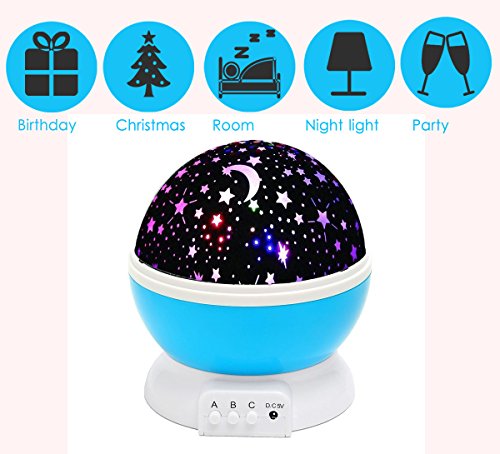 Sternenhimmel Projektor Baby Nachtlicht 360 Grad drehbar Star Projektor Romantische LED Lampe entspannende Stimmung für Bbay, Kinder, Haus, Schlafzimmer, Kinder Zimmer, Hochzeit, Geburtstag, Parteien (Blau) VOSMEP SH34 - 3