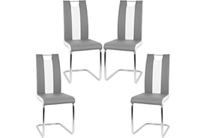 LANTUS Lot de 4 Chaises Salle à Manger Chaise de Cuisine avec avec Assise et Dossier en PU, Pieds en Métal, Chaise Modern pour Salle à Manger, Salon, Cuisine, Bureau