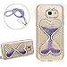 Produktbild Glitzer Flüssig Hülle für Samsung S6 Edge Plus, Girlyard Luxus Transparent Hardcase Schutzhülle Cool Kreativ 3D Bling Diamant Liebe Herz Sanduhr Lila Muster Design Backcover mit Lanyard Strap Ultra Slim Crystal Clear Handyhülle für Samsung Galaxy S6 Edge Plus