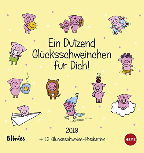 Preisvergleich Produktbild Blinies: Dutzend Glücksschweine Postkartenkalender - Kalender 2019