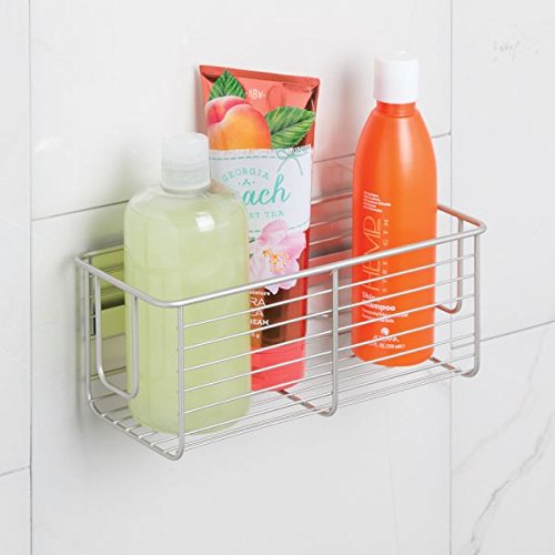 mDesign Duschkorb selbstklebend – praktische Duschablage – ohne Bohren zu montieren – Duschkörbe aus Aluminium in gebürsteter Nickel-Optik – perfekt für Ihr Duschzubehör - 4