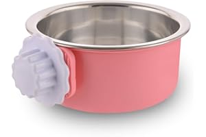 MOACC Comedero Perro Gato Conejo Acero Inoxidable Animales Domésticos Colgantes Jaula Extraíble Acero Inoxidable Alimentos Agua Cuencos para Animales Pequeños