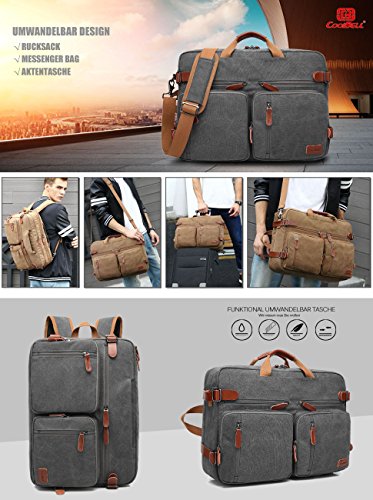 CoolBELL umwandelbar Rucksack Messenger Bag Umh  ngetasche Laptop Tasche Handtasche Business Aktentasche Multifunktions Reise Rucksack Passend f  r 17