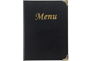 SECURIT - Porta Menu Linea Basic - Per Caffè, Ristoranti, Bar - Formato A4 - 4 Inserti fissi - PVC - Colore Nero