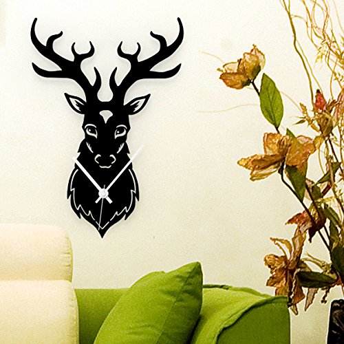 Wandkings Wanduhr „Hirschkopf“ aus Acrylglas, in 11 Farben erhältlich (Farbe: Uhr = Schwarz matt; Zeiger = Weiß) - 4