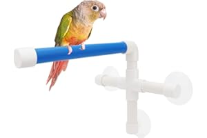 HYPEETY Bird Parrot Stand Perch Shower Perch Standing Toy Portable Suction Cup Parrot Bath Stands Suppllies Holder Platform Parakeet Window Wall Hanging Play (3 Suction Cups1)