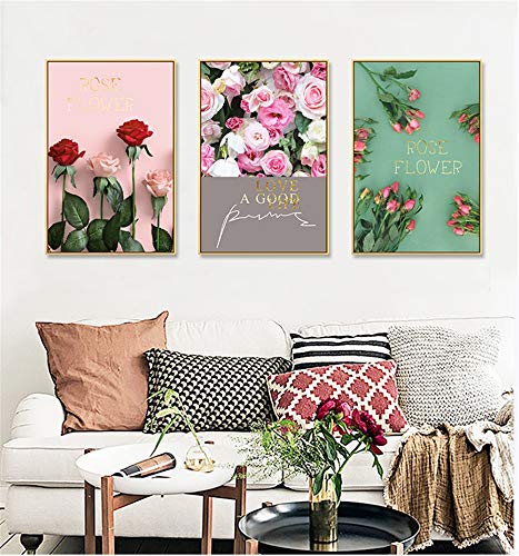 Preisvergleich Produktbild ZCQFFF Pflanzen Sie Blume Triptychonschlafzimmerwohnzimmersofah... Hand-angebrachte umweltfreundliche Wasserdichte Planenmalerei