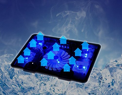 Laptop-Kühler, Tia-VeFire 14-17 Zoll Laptop Kühler Notebook Cooler St?nder Kühlpad Kühlmatte Mit5 Quiet Fans blaue LED-Lichter und 2 USB 2.0-Anschlüsse - 3