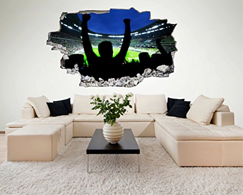 Fussball Stadion Fans 3D Look Wandtattoo 70 x 115 cm Wanddurchbruch Wandbild Sticker Aufkleber DesFoli © C414