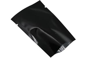 WACCOMT Pack 200 pezzi di pellicola colorata Mylar con apertura superiore sigillabile, sacchetti sottovuoto per alimenti con tacche di strappo (nero, 10 x 15 cm)