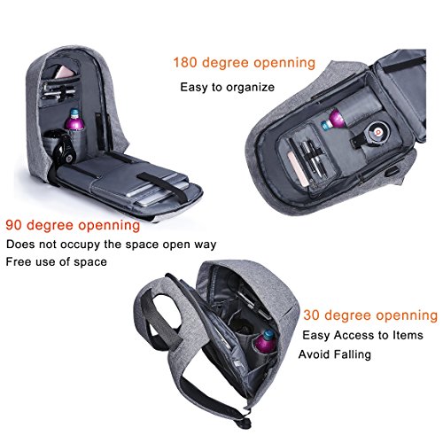 Daypack Rucksack Damen Herren Backpack mit 15 6 zoll Laptopfach USB-Ladeanschluss f  r Arbeit Campus Studenten Reise Business  Schwarz 