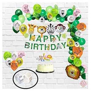 HK balloons?Jungle Animal Hawaiian Themed Birthday Party Decorations Rubber Ballons set for Boys & Girls - Pack of 124Pcs, Multicolor