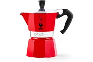 Bialetti - Moka Color : machine à expresso emblématique sur la cuisinière, fait du vrai café italien, pot Moka 1 tasses (60 ml), aluminium, Rouge