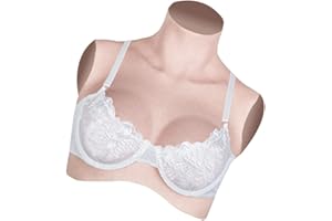 Classoo Crossdressers Pechos de silicona Pechos de silicona Pechos falsos Cuello alto Realzador de senos realista para transgénero Drag Queen Cosplay Blanco-D Cup
