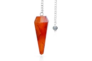 NARIBABU Carnelian Pendulum - Crystals and Gemstones Healing - Carnelian Crystal - Meditation Stone -Dowsing Pendulum - Natural Crystal - Crystal Points - Spiritual Pendulum - Reiki Gifts