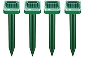 LEIPING 4 x Solar Ultrasónico Ahuyentador de Topos - Ahuyentador de Ratas, Impermeable Repelente de Topo Solar para Jardin y Cámping, Anti Topos, Serpientes, Ratones-Green