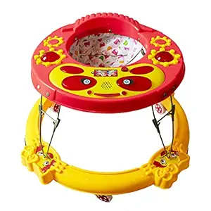 ITRADE New Model Round Musical Baby Walker for Kids Baby Walker, Fun Toys & Activities for Kids (6 to 18 Month) (Red, Yellow)