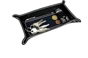 FrasiBags Vide Poche en Cuir Véritable - Vide Poche Entree - Plateau de Rangement Rectangulaire Pratique pour Montres, Clés, Pièces de Monnaie et équipement de Bureau (Bleu)