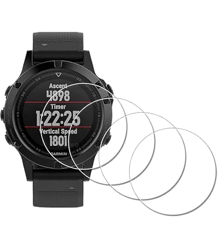 OOTSR 4 Pellicole In Vetro Temperato Per Garmin Fenix 5, Proteggi Schermo Con Durezza 9H, Bordo Curvo