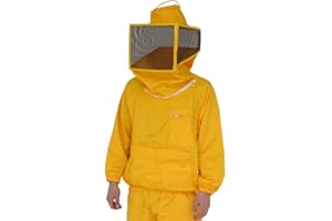 URBANSBEE Giacca Apicoltore Cotone professionale per Tuta Apicoltura con Quadrato Cappello Maschera Velo Beekeeping Jacket Apicoltori Camiciotto protezione