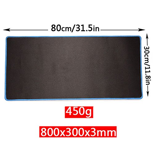 YINGNEW Alfombrilla para Raton Azul Grande con - XXL Size 800x300mm - Super Gruesa 3mm - no de Goma Antideslizante  Negro y Azul 