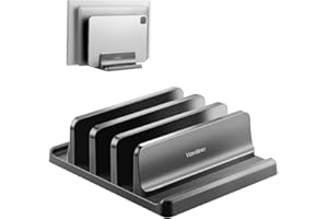 ‎VAYDEER VAYDEER pionowy stojak na laptopa, regulowany i wszechstronny z 3 rowkami. Kompatybilny z Macbook/Pro, Mac, iPadem i laptopem. Elegancki czarny design