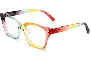 Amorays Occhiali da Lettura Oversize Square Frame Vintage con Anti Luce Blu Lenti Cerniera a Molla Occhiali Presbiopia Lettori per Donna Uomo 6561NEW(colorato,+1.5)