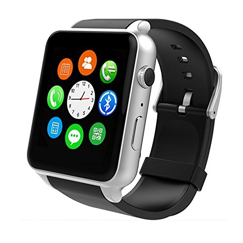 Smartwatch Yarrashop Phone Uhr mit Herzfrequenzmonitor Bluetooth Uhr Support SIM Watch Phone for Android Samsung Galaxy S3/S4/S5/Note2/Note3/Note4 HTC Sony LG Xiaomi Huawei ZUK and iPhone 5/5C/5S/6/6S Silber