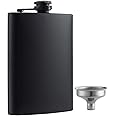 YWQ Hip Flask for Liquor Matte Black 8 Oz Stainless Steel Leakproof with Funnel, Great Gift Idea Flask