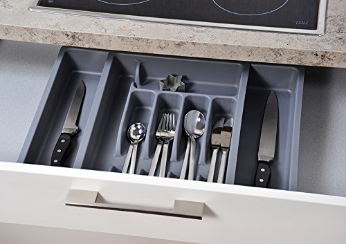 Kesper 30087 Besteckkasten ausziehbar, Kunststoff, Maße: 29 -50 cm x 38 x 6.5 cm, grau - 2