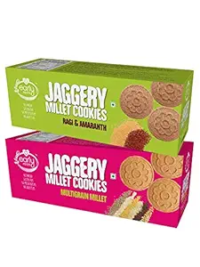 Early Foods - Assorted Pack of 2 - Amaranth & Multigrain Jaggery Biscuits X 2 | Healthy Cookies| Gluten Free Biscuits, Sugar Free Biscuits for Kids & Adults