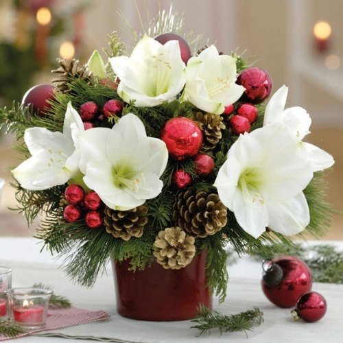 Preisvergleich Produktbild 20er Pack Servietten Amaryllis Weihnachtsgesteck, 33 x 33 cm
