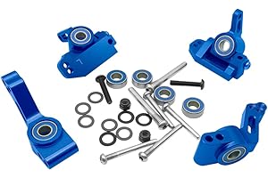 OGUNKE OGRC Aluminum Front Caster Block&Steering Blocks and Rear Stub Axle Carriers kit with Ball Bearings Upgrade Parts for 1/10 Traxxas 2WD Slash, Stampede, Rustler, Replace 3632 3736 3752