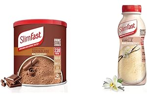 ‎SLIMFAST SlimFast Milchshake Pulver Schokolade I 450 g & Fertigdrink Vanille 1er Pack I Fertiggetränk mit hohem Eiweißanteil & reduzierten Kalorien I Gebrauchsfertige Trinkmahlzeit I 1 x 325 ml