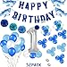 Produktbild Happy Life 52 Stück 1 Jahr Hai Geburtstag Deko Set für Kinder, Hai Alles Gute Zum Geburtstag Banner, Star Girlande , Bunt Luftballons with Papierblume, Unter dem Meer Party Dekoration für Jungen