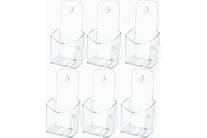 Niciksty 6 Stück Wandprospekthalter A6 aus Durchsichtigem Kunststoff, Prospekthalter Wand oder Schreibtisch - Für Prospekte, Postkarten, Flyer, Menüs & Broschüren