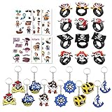 [Anwendbar] Kinder Piraten Partyzubehör Set perfekt für eine Party Tasche Füller, Piratenthema Geburtstagsfeier gefallen. Halloween für Süßes oder Saures, Geschenktüten, Werbegeschenke, Piñata Fillers, Spielpreise, Belohnungen für den Schulunterricht usw.