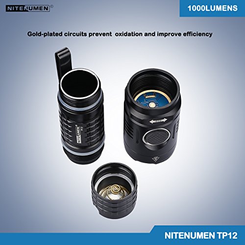 Das Set für USB aufladbare Taschenlampe wiederaufladbare wasserdichte Taschenlampe,professionelle Ultra-Bright 1000 Lumen von CREE XP-L V5 Taschen-Größe LED-Taschenlampe,5 Licht-Modi-NITENUMEN TP12 - 6