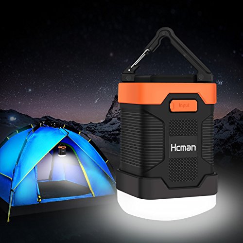LED Camping Lantern Rechargeable Light - Hcman Power Bank 10000 mAh, Tent Flashlight Led Camping Lamp IP65 Wat