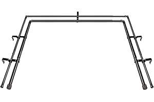 HOTOZON 1 Inch Double Bay Window Curtain Rods,36-72 Inch Center Rod for window (24 to 68 Inch), 20-36 Inch Side Rods for windows (16-32 Inch), Black, End Cap Finials