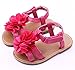Femizee Infant Toddler Girl Hard Sole Summer Outdoor Sandals First Walking Shoes Peony Flower Red 6-9 Months