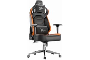 Blisswood Computer Gaming Chair, Ergonomic High Back Swivel Pc Chair with 4D Armrests, Racing Design, Reclines 150°, Lumbar Support, Height-Adjustable Desk Chair For Home (Black & Orange)