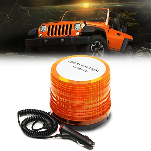 Preisvergleich Produktbild LED Rundumleuchte Warnleuchte AMBOTHER® Warnlicht Alarm Licht Warnblinkleuchte mit Magnetfuß Blinkleuchte KFZ 12V Gelb (72 LED)