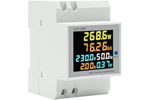 LUIRSAY Contatore Energia Elettrica, 6 in 1 Conta Kilowatt, Voltmetro, Amperometro, AC 40-300V 100A con Display LCD, Conta KW con Guida DIN