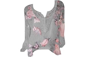 Wtouhe Femme Hauts Lâche Chemisiers Été T-Shirt 2021 Pas Cher Manches Courtes/Longues Col V Bouton Décontractée Mode Vrac Tee Shirt Floral Impression Casual Tops Chic Blouses Cadeau Nouveau Vente