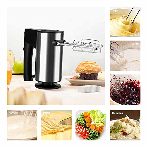 Homdox Handrührer 10 Geschwindigkeiten mit Turbo und Auswurftaste, 4 Edelstahl Rührstäben und Knethaken 250W Elektrische Handmixer - 7