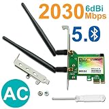Carte WiFi Gigabit Ubit, 802.11ax Superspeed 2974Mbps, WiFi 6 AX200, Carte Réseau sans Fil PCIe Double Bande (5GHz / 2,4GHz) Adaptateur Bluetooth 5.0 PCI-E avec Antenne 2X 6dBi
