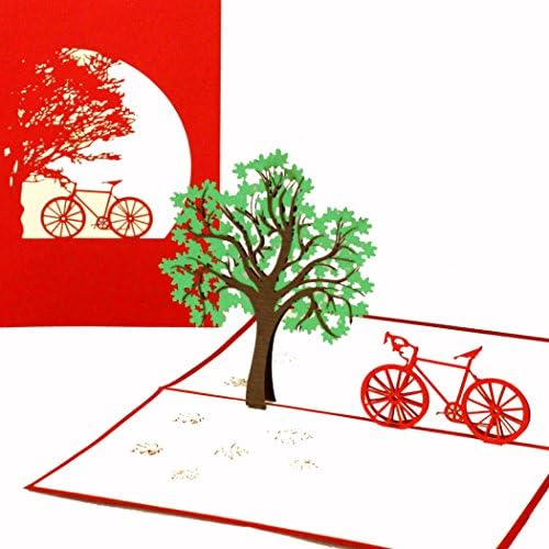 'Pop Up Card – "Riding Bicycle Bike Card Voucher – Spring Invitation, Card, Invitation Card, Gift Card – 3D CARD BIRTHDAY CARD