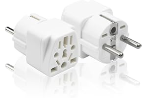 SJACXANM Adaptateur Prise International vers France, 2PCS Adaptateur Prise Chine, Adaptateur Prise Anglaise vers France, Adaptateur USA vers France pour Europe, France, Allemagne, Italie, Blanc